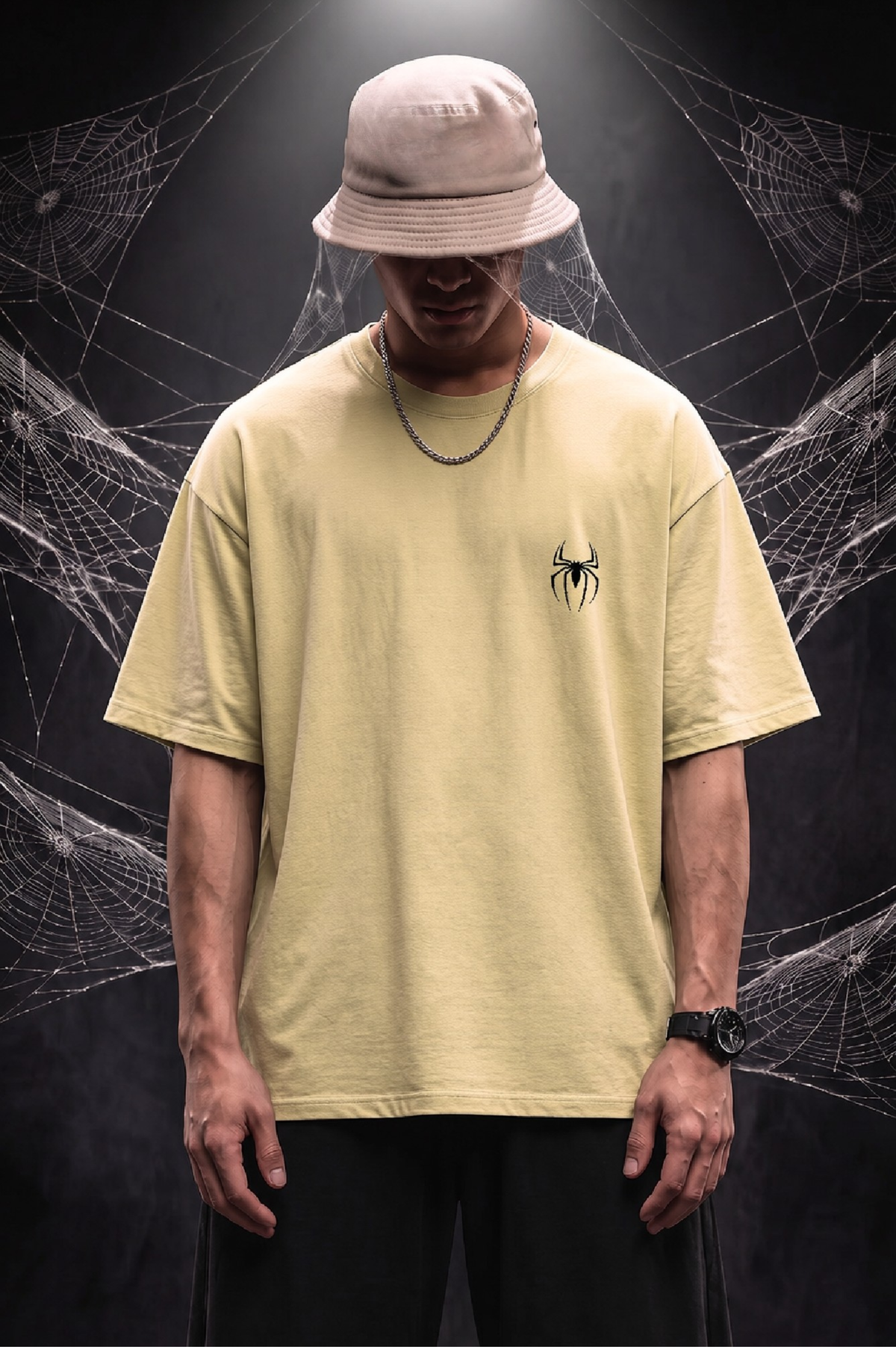 Beige Spiderman Graphic Printed