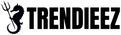 Black 'TRENDIEEZ' logo with a seahorse and trident on a white background