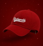 Red cap with 'Unstoppable' text on a red background