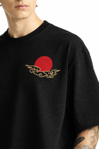 Japanese Sunset Art Embroidery Oversized T-Shirt - Trendieez