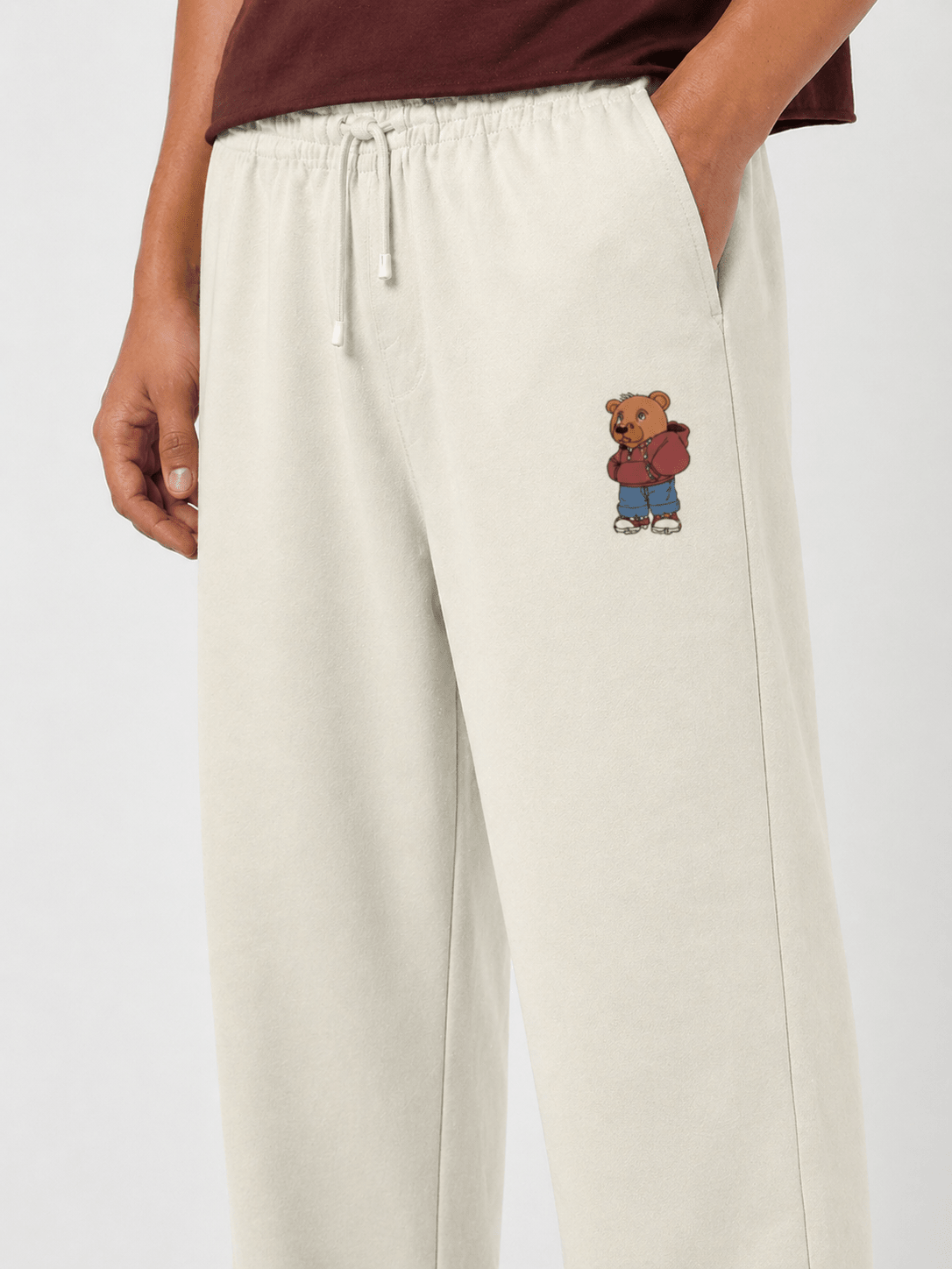 Just a Bear Beige Sweatpants - TRENDIEEZ